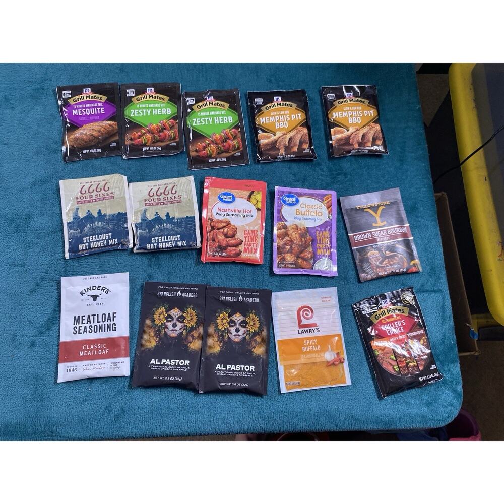 Seasoning Lot Zesty Herb Bbq Lot of 15 packets Mccormic Hot Honey 15